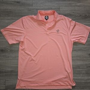 FootJoy Pink and White Striped Polo Shirt